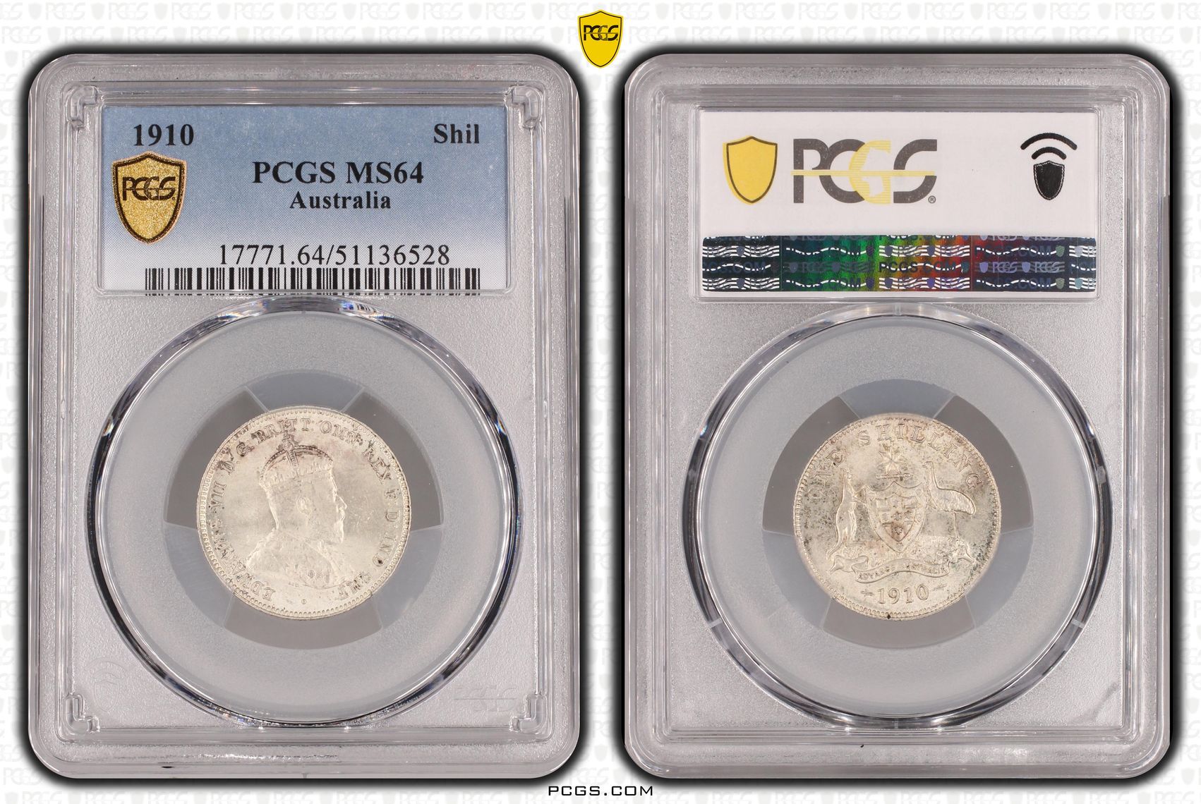 Edward VII, Shilling, 1910, PCGS MS64