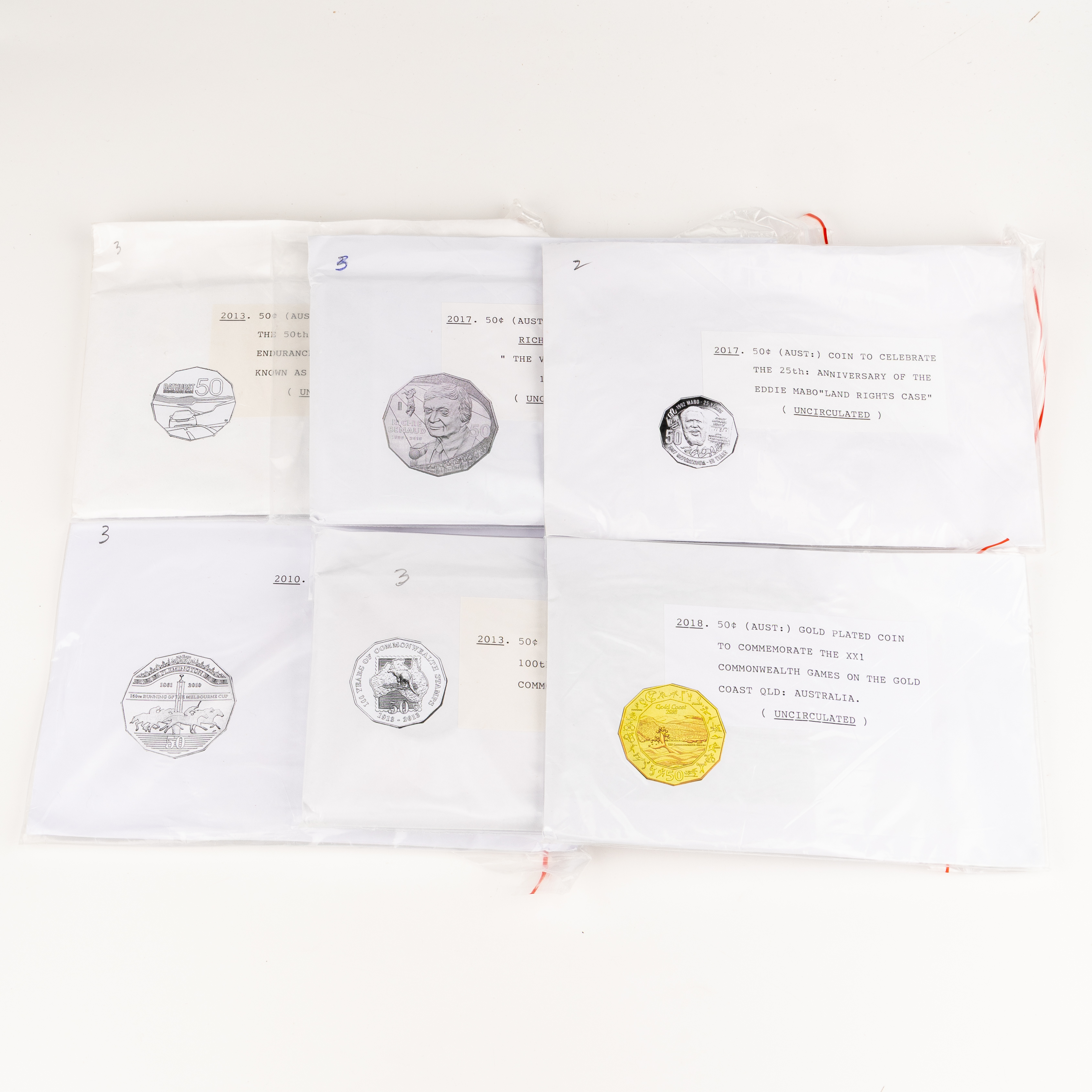 Elizabeth II, Various Commemoratives, Fifty Cents, 2010 - 2018, UNC