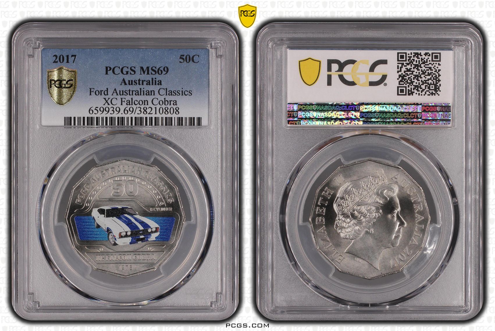 194 · Elizabeth II, Ford Australian Classics - XC Falcon Cobra , Fifty Cent, 2017, PCGS MS69