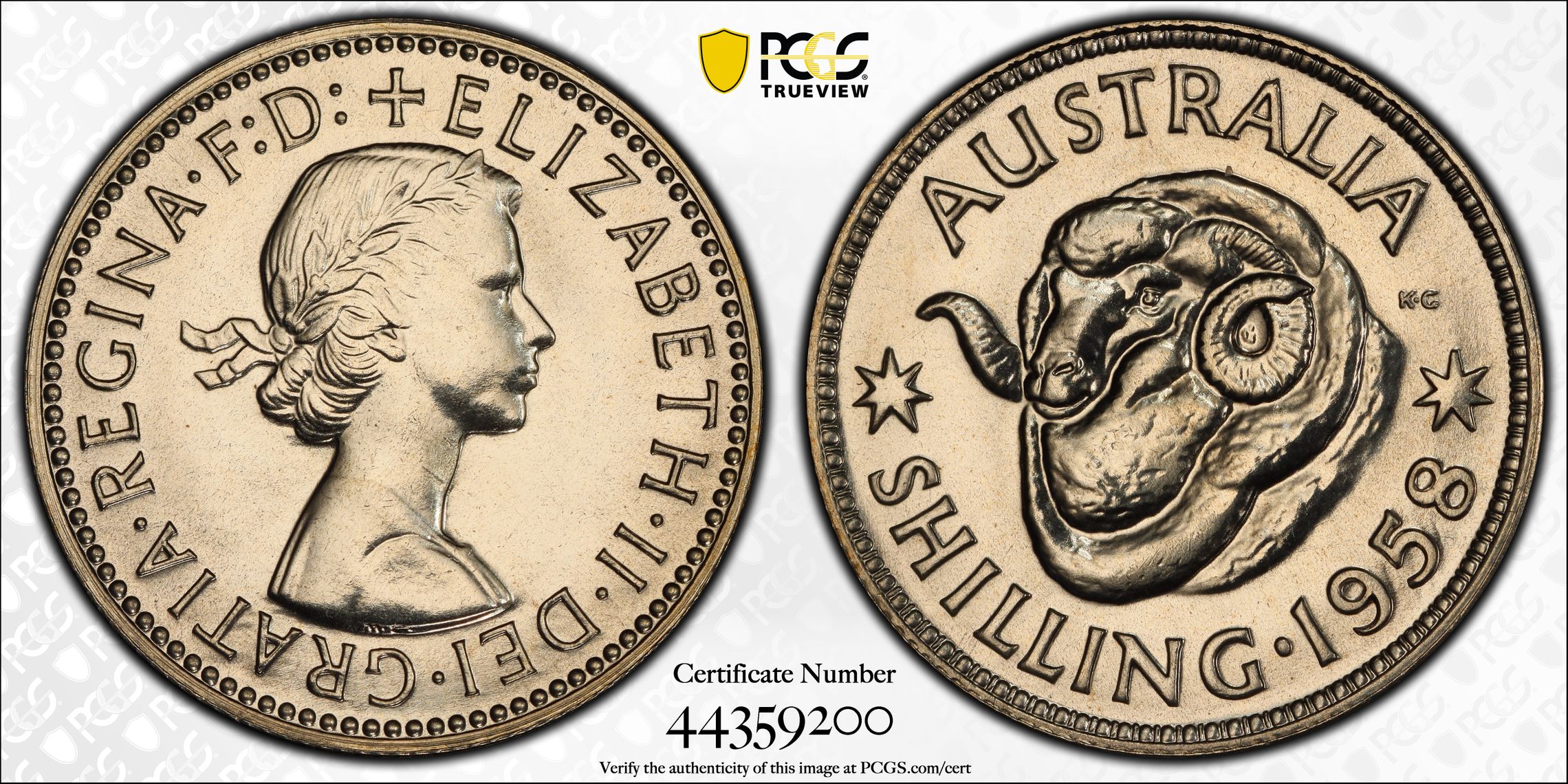 1958(m) Australia Shilling Proof PCGS - PR67 -200