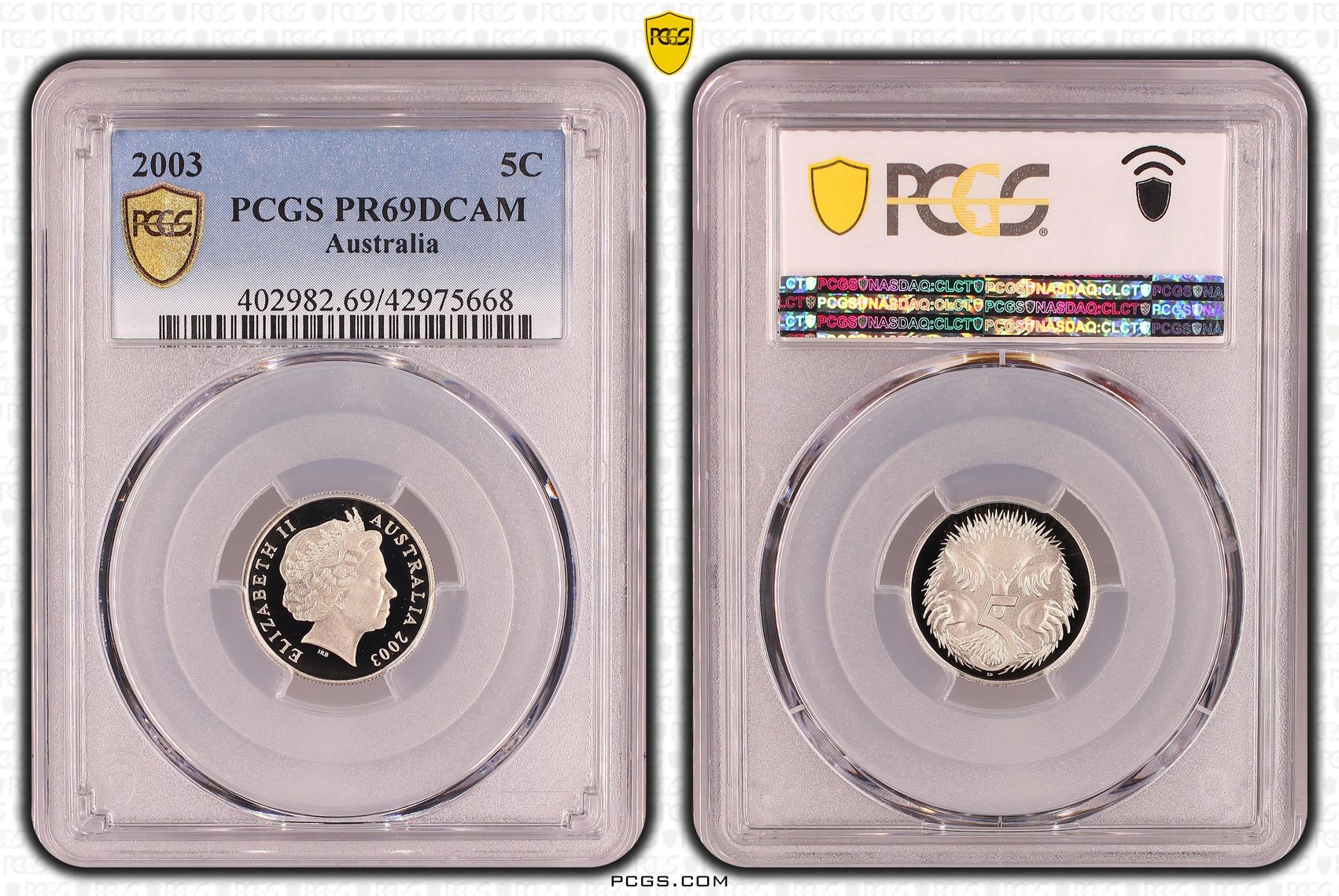 Elizabeth II, Five Cent, 2003, PCGS PR69DCAM