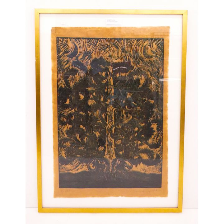 Jean Belle 'Tree of Life' Signed Woodcut- 35x25'' framed