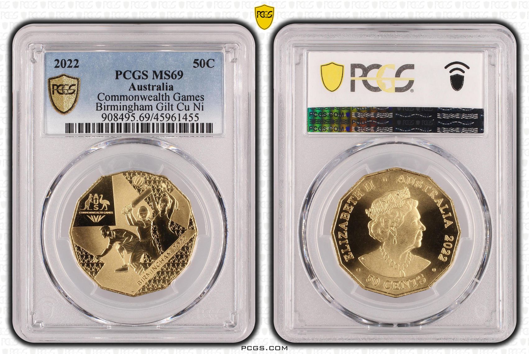 408 · Commonwealth Games Birmingham Gilt-CuNi, Fifty Cent, 2022, PCGS MS69