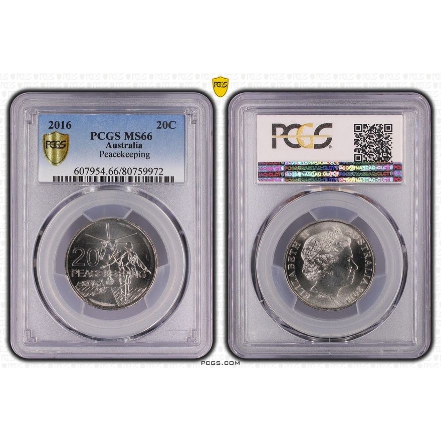 Elizabeth II, Peacekeeping, Twenty Cent, 2016, PCGS MS66