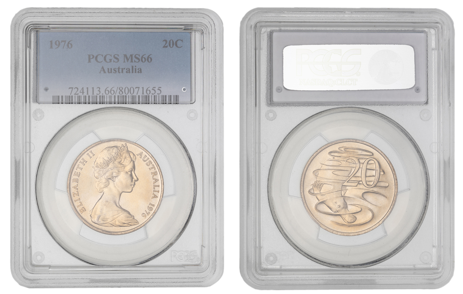 Elizabeth II, Twenty Cent, 1976, PCGS MS66