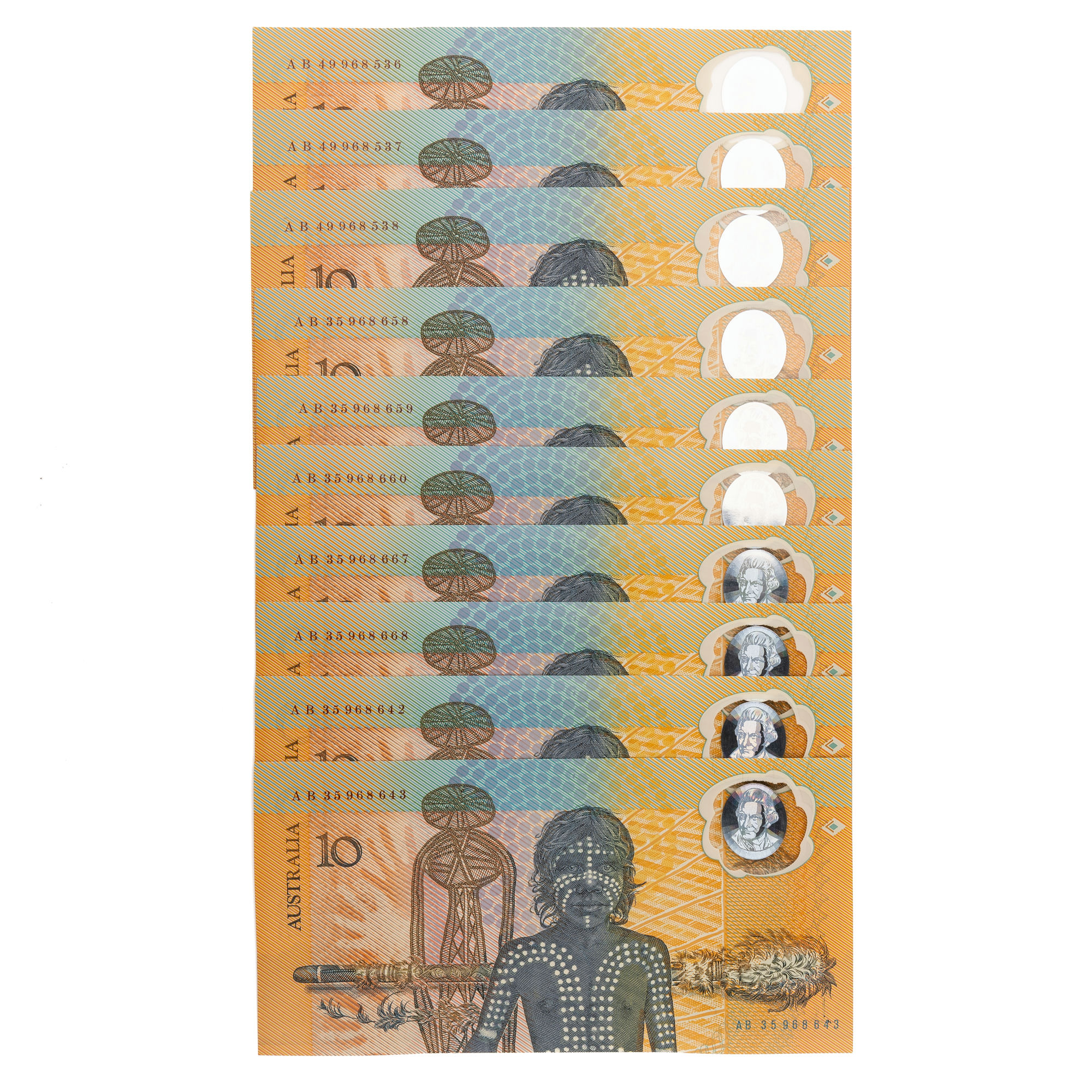 Fraser/Johnston, Bicentenary, Ten Dollars, 1988, UNC