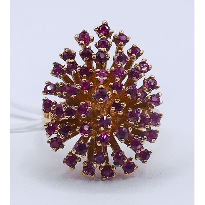 Ladies 14k Pink Sapphire Sunburst Ring Size 11 - 13 Grams
