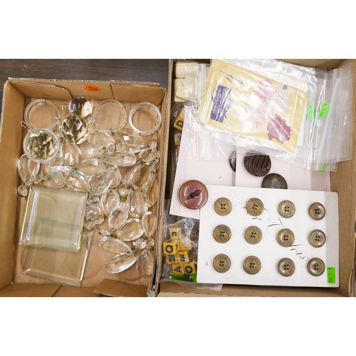 2 Boxes Lamp Crystals and Buttons