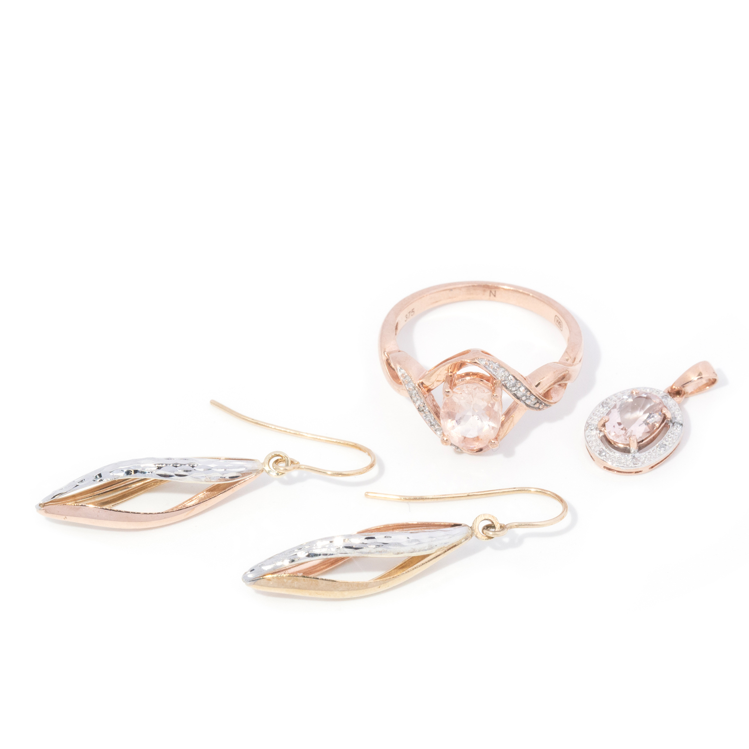 Assorted 9 carat gold, diamond and morganite jewellery Set