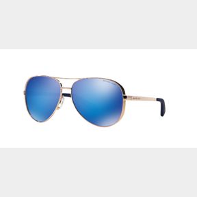 MICHAEL KORS MK5004 CHELSEA AVIATOR SUNGLASSES ROSE GOLD W/BLUE MIRROR - 50640/155