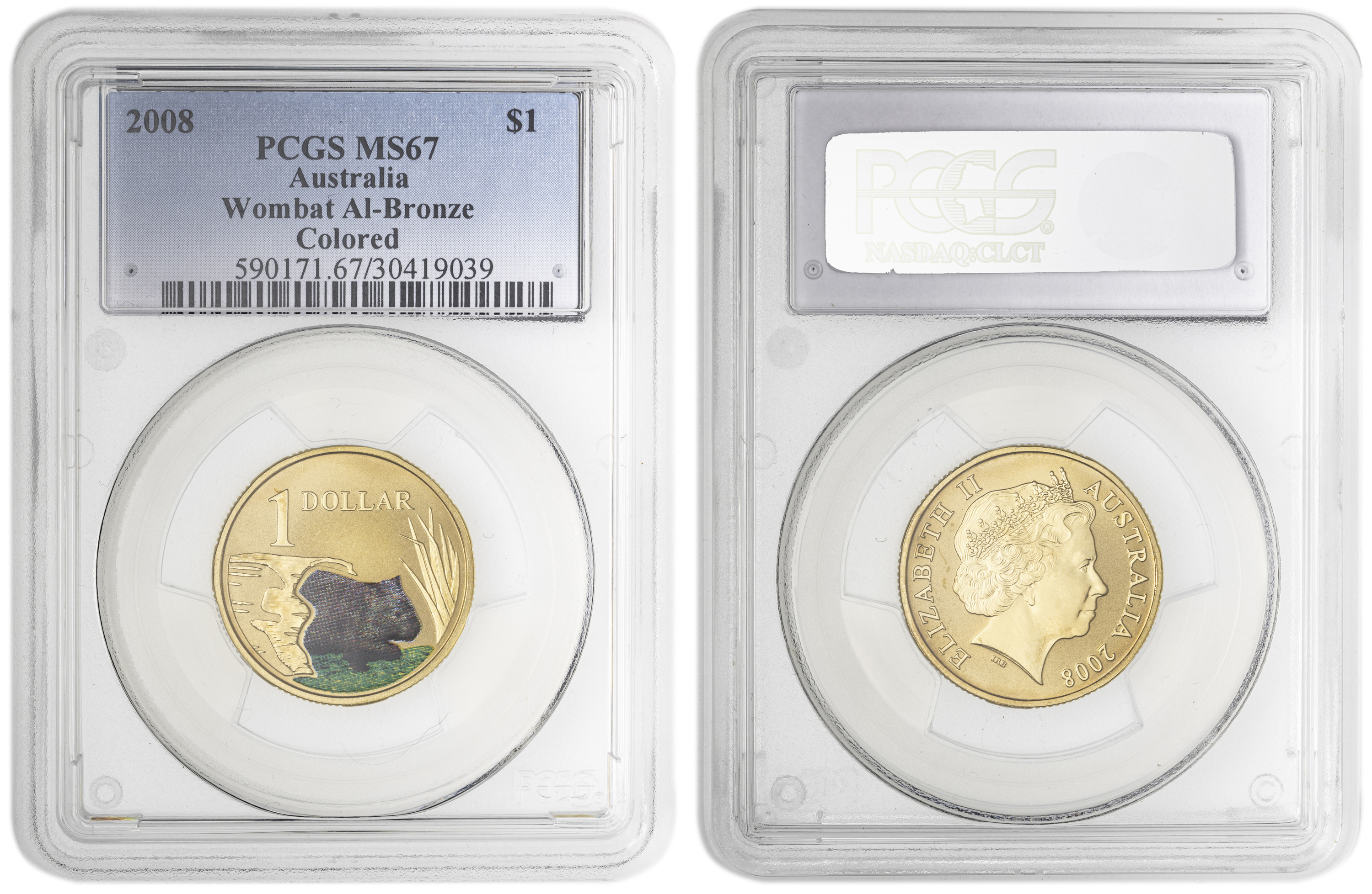 Wombat Al-Bronze , One Dollar, 2008, PCGS MS67