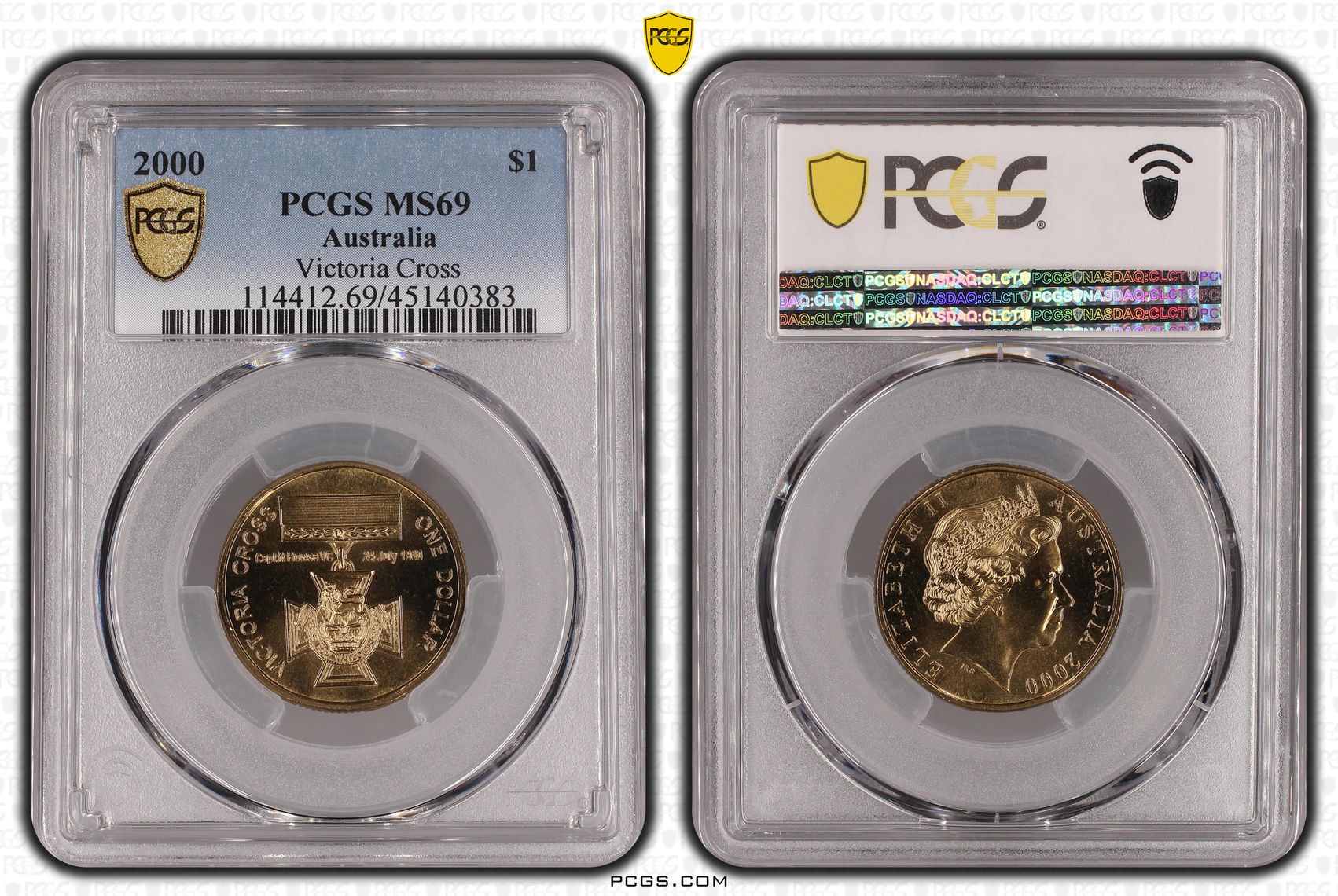 2000 Australia One Dollar, $1 Victoria Cross PCGS - MS69 POP 16/0 -383