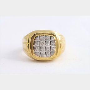 MENS YELLOW GOLD RING WITH CUBICS - 51543/146