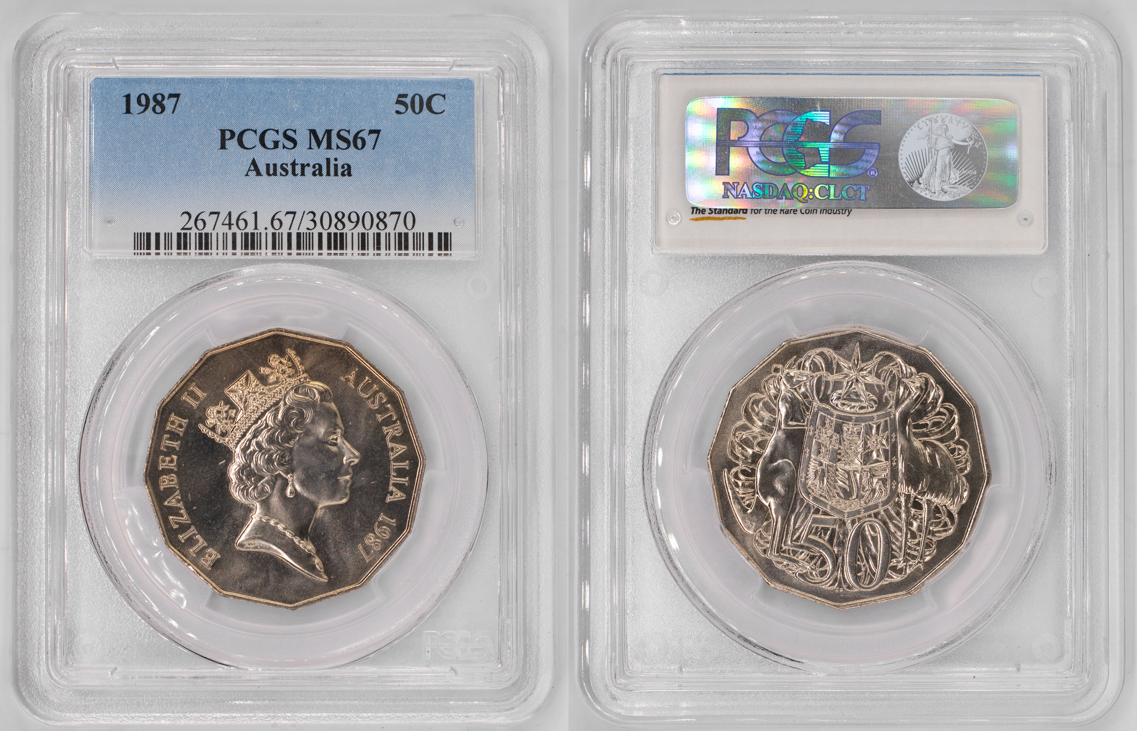 Elizabeth II, Fifty Cent, 1987, PCGS MS67