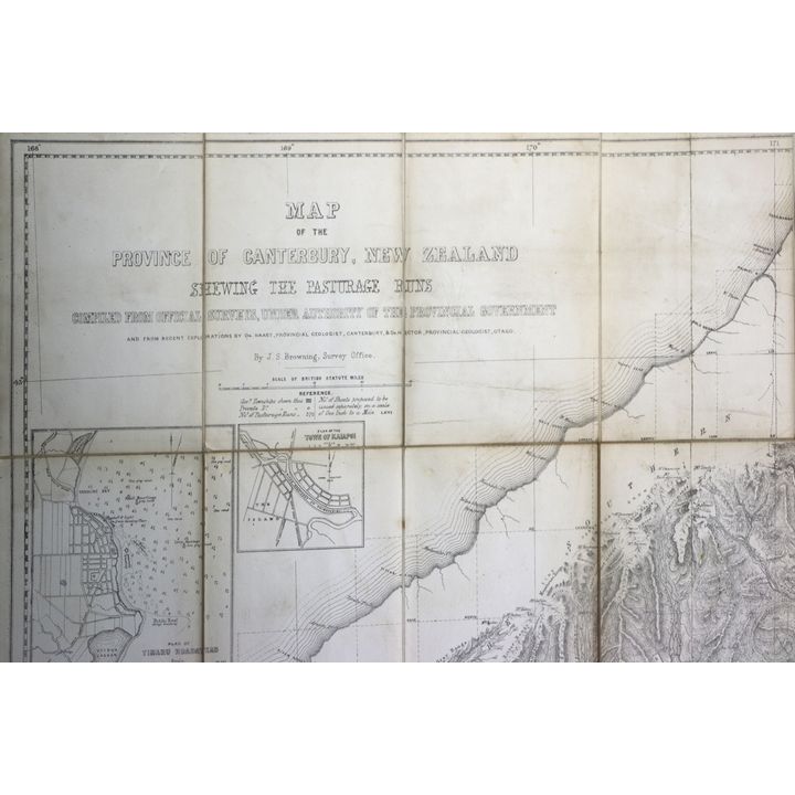 MAP OF THE PROVINCE OF CANTERBURY, New Zealand Shewing the Pastoral Runs. [1866]