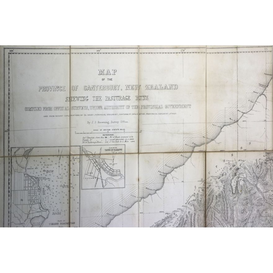 MAP OF THE PROVINCE OF CANTERBURY, New Zealand Shewing the Pastoral Runs. [1866]