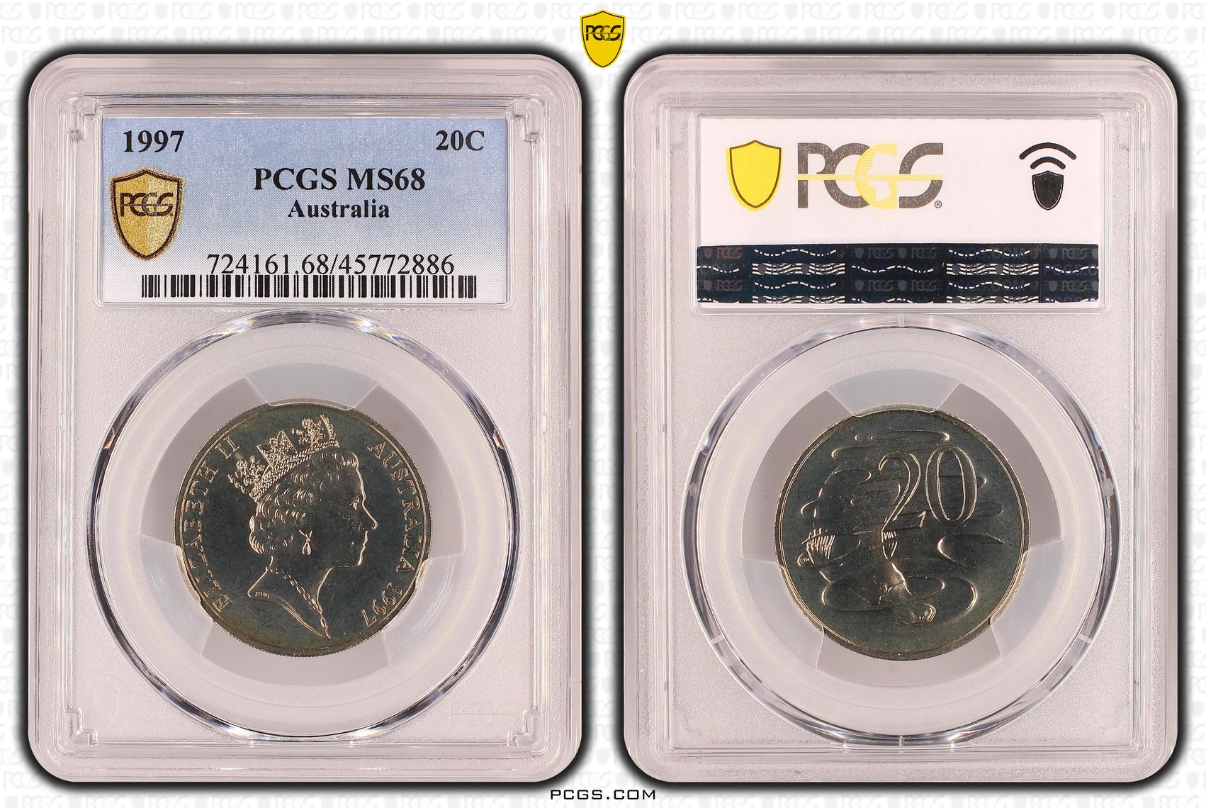 Elizabeth II, Twenty Cent, 1997, PCGS MS 68
