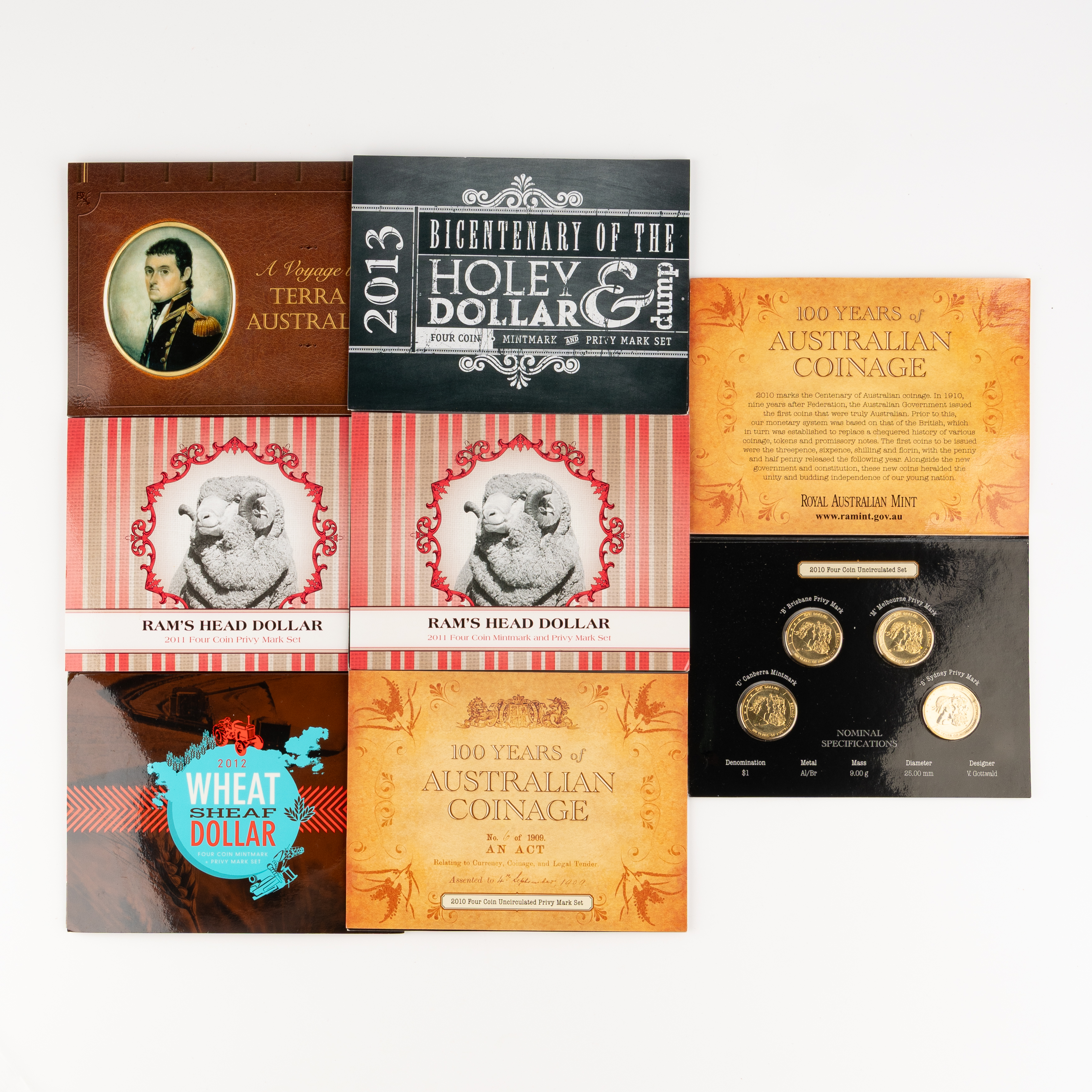 Elizabeth II, RAM - Mintmark & Privy Mark Sets, One Dollar, 2010 - 2014, UNC