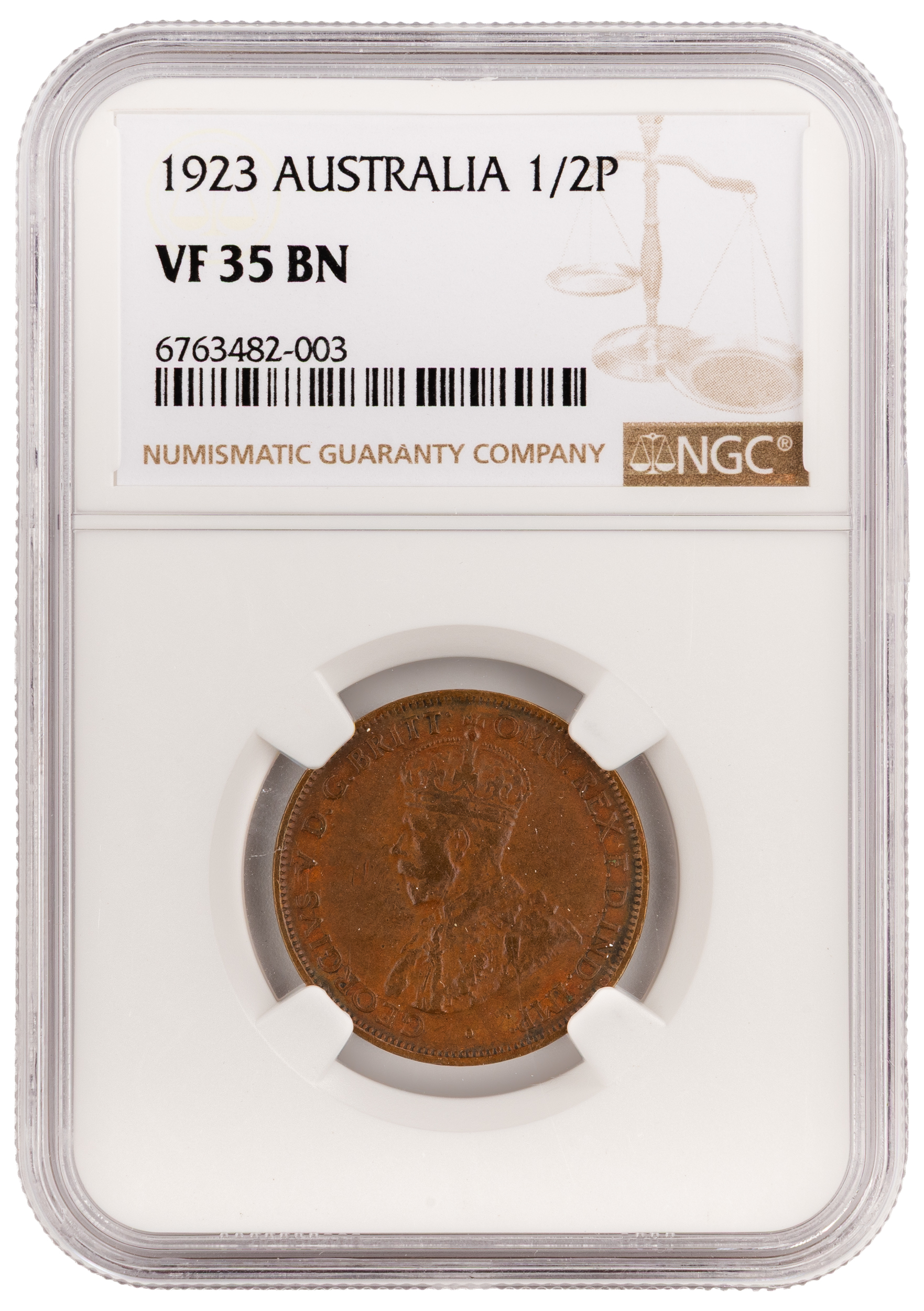 George V, Halfpenny, 1923, NGC VF35BN