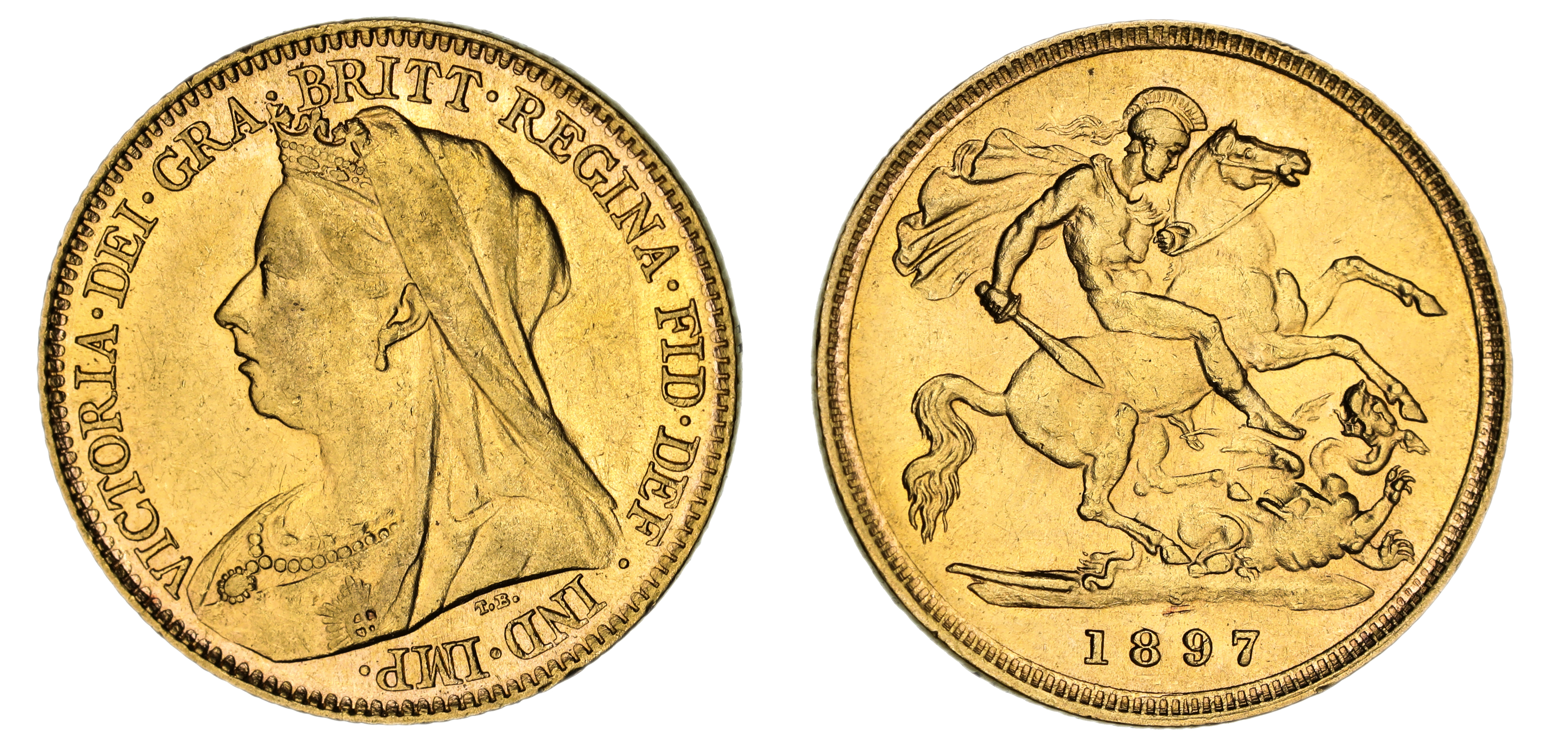 Victoria, St. George Reverse - Sydney Mint - Veiled, Half Sovereign, 1897, gEF