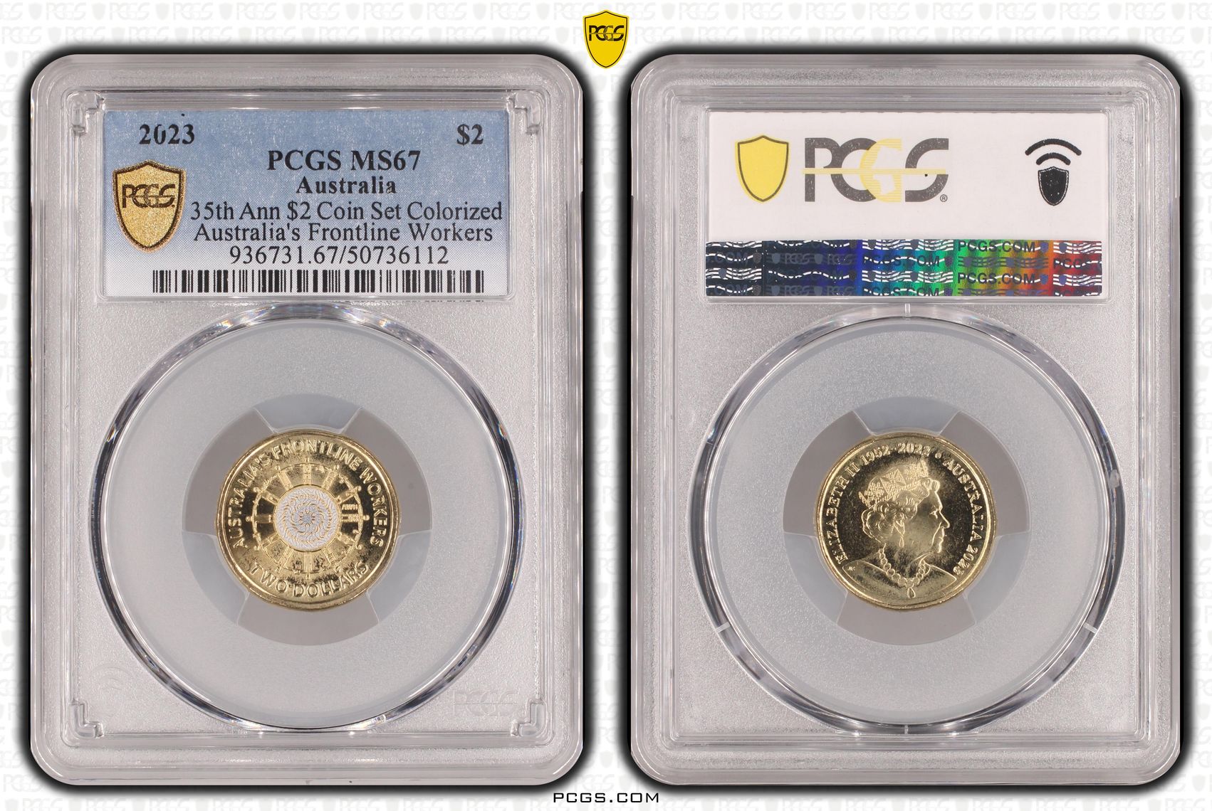 35th Ann $2 Coin Set Colorized - Australia's Frontline Worke , Two Dollar, 2023, PCGS MS67