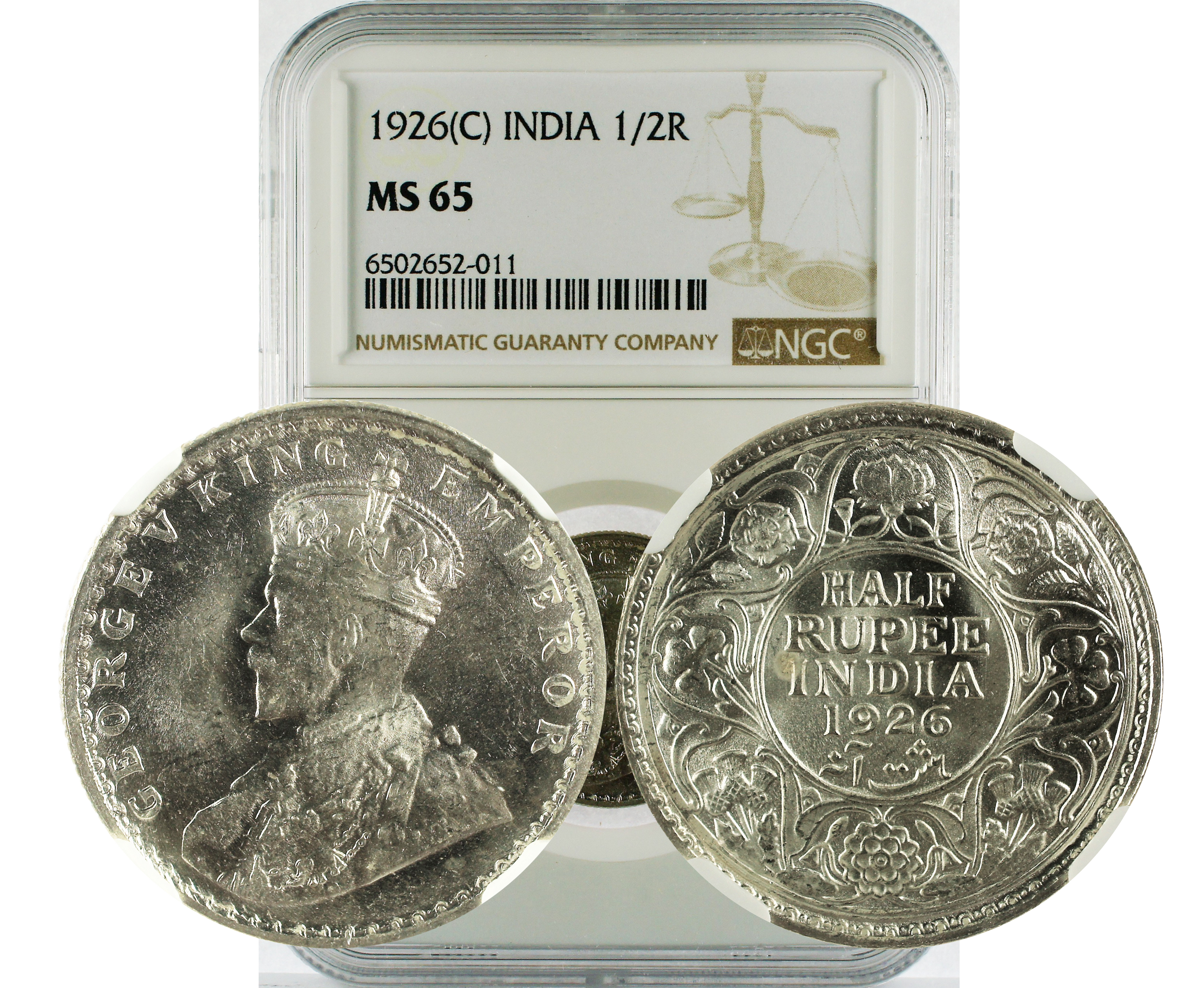 1926(C) INDIA 1/2R MS 65