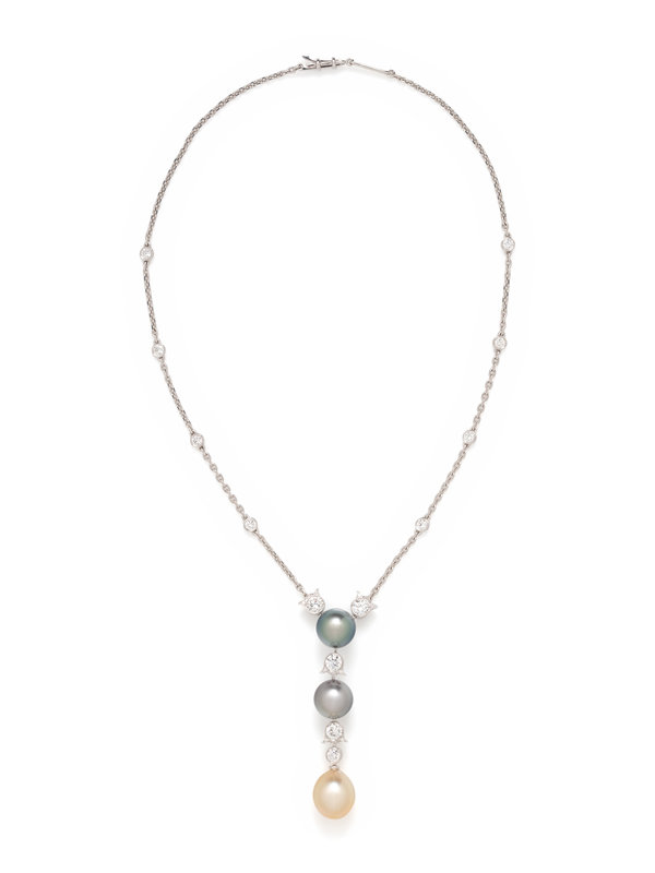 CARTIER, DIAMOND AND MULTICOLOR CULTURED TAHITIAN PEARL LAVALIER