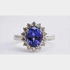 PRINCESS DIANA WHITE GOLD RING WITH 1.450CT TANZANITE + 0.450CTS DIAMONDS COLOUR IJ CLARITY SI - 51543/16