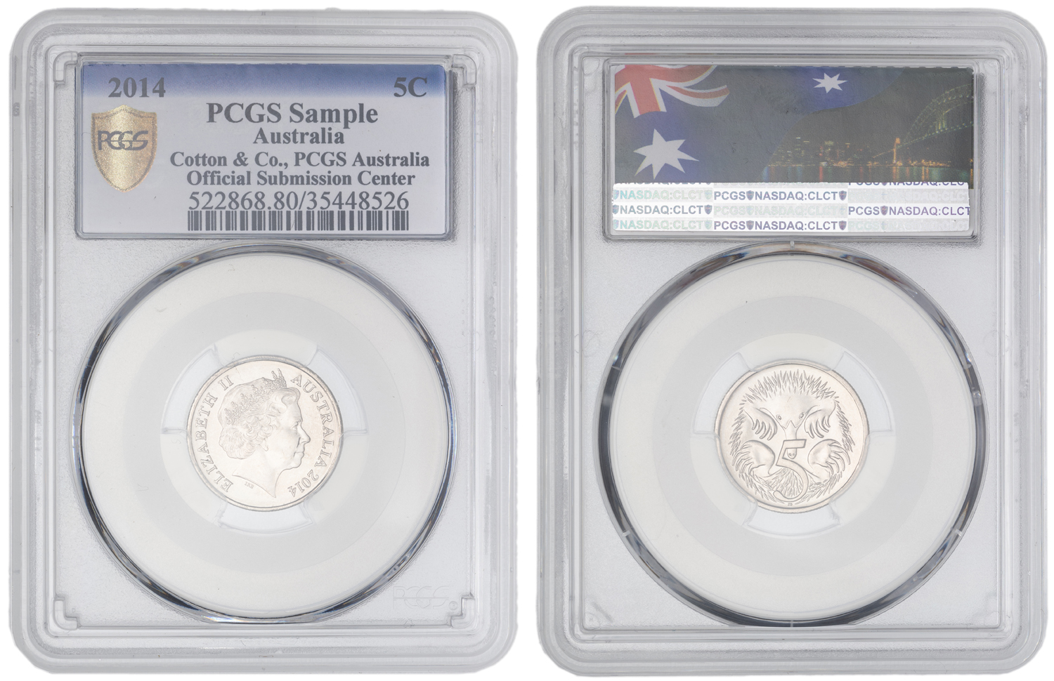 Elizabeth II, Five Cent, 2014, PCGS Genuine (80 - Genuine)