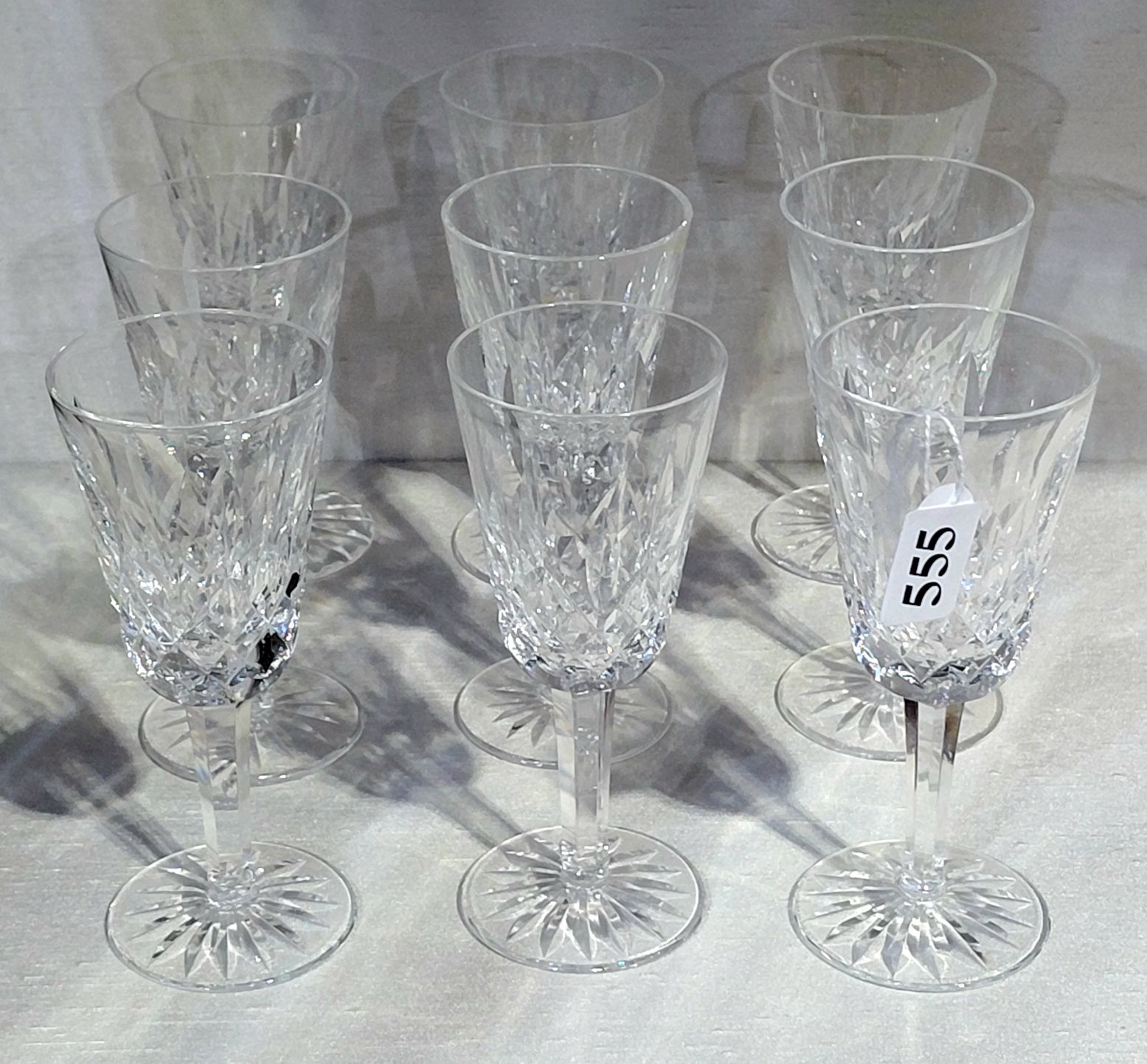 555 · WATERFORD CRYSTAL SHERRY STEMS