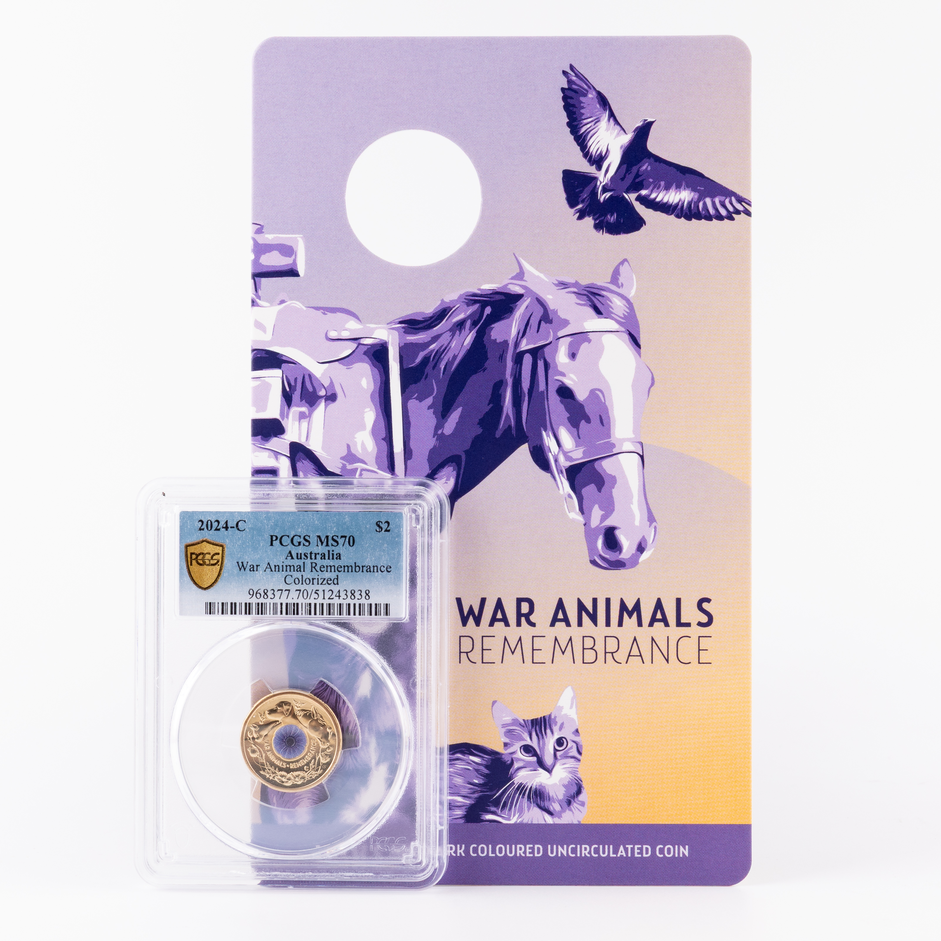 War Animal Remembrance Colorized, Two Dollar, 2024-C, PCGS MS70