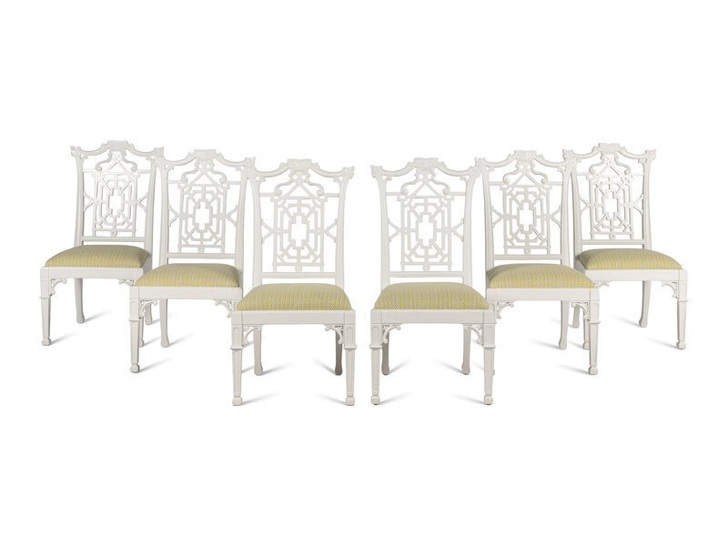 A Set of Six Chinese Chippendale Style Dining Chairs