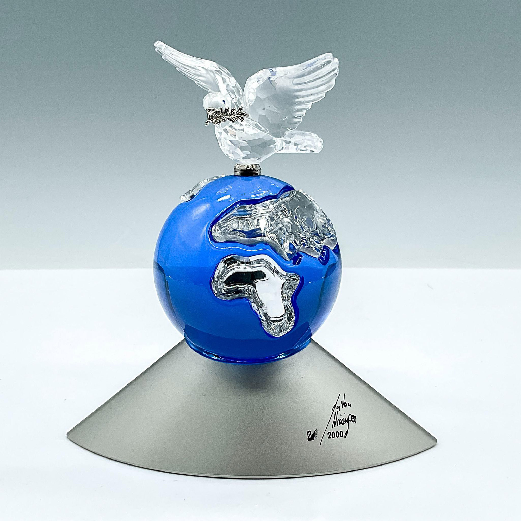 Swarovski Planet 2000 クリスタル地球儀ミレニアム SWAROVSKI CRYSTAL PLANET 2000 Globe Millennium Figurine Dove