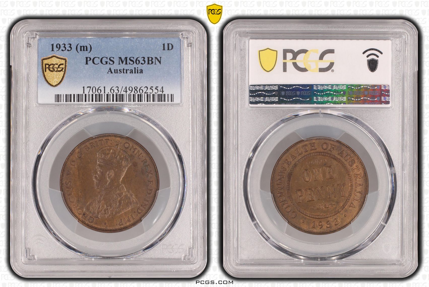 47 · Penny, 1933, PCGS MS63BN