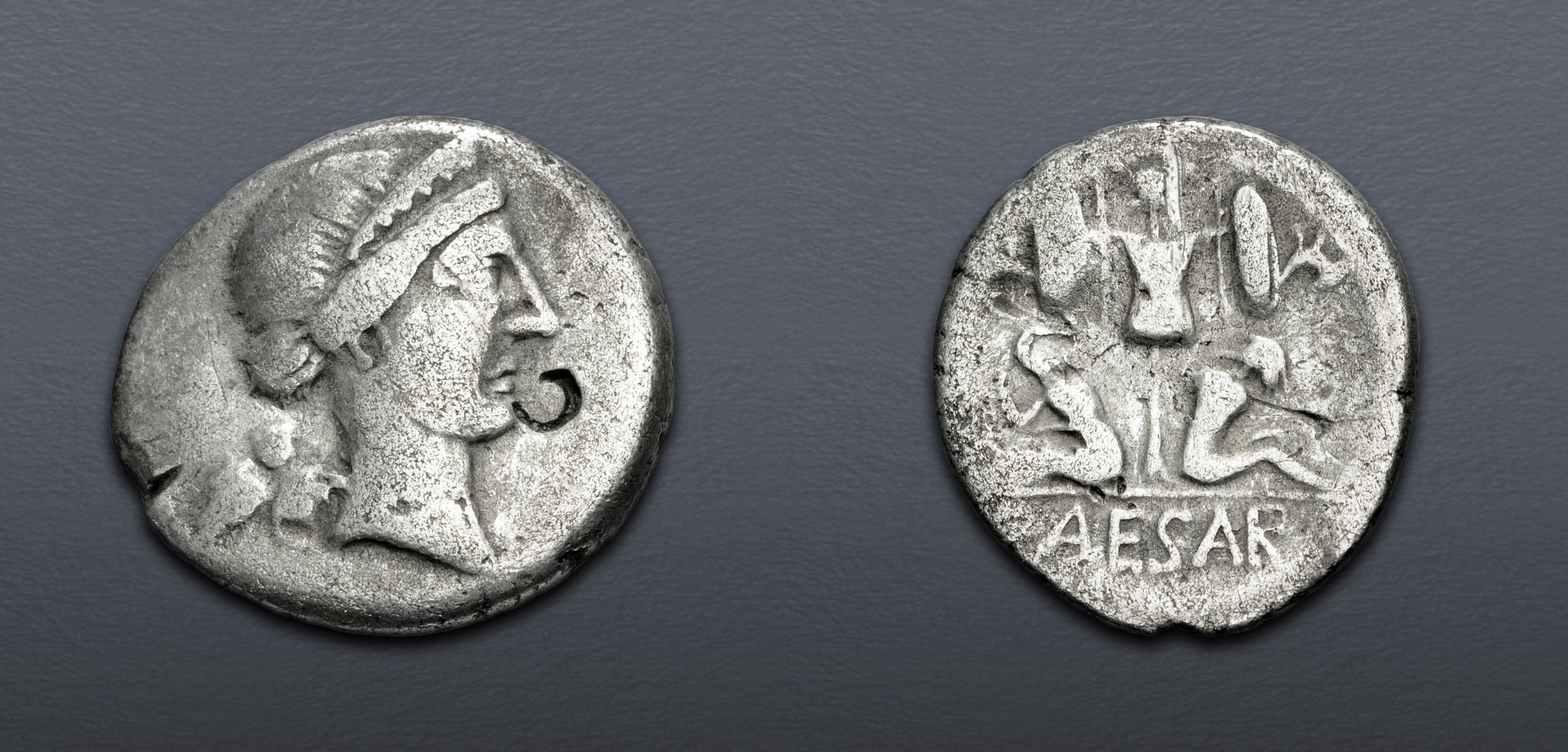 The Caesarians. Julius Caesar. Late 46-early 45 BC. AR Denarius (18mm ...