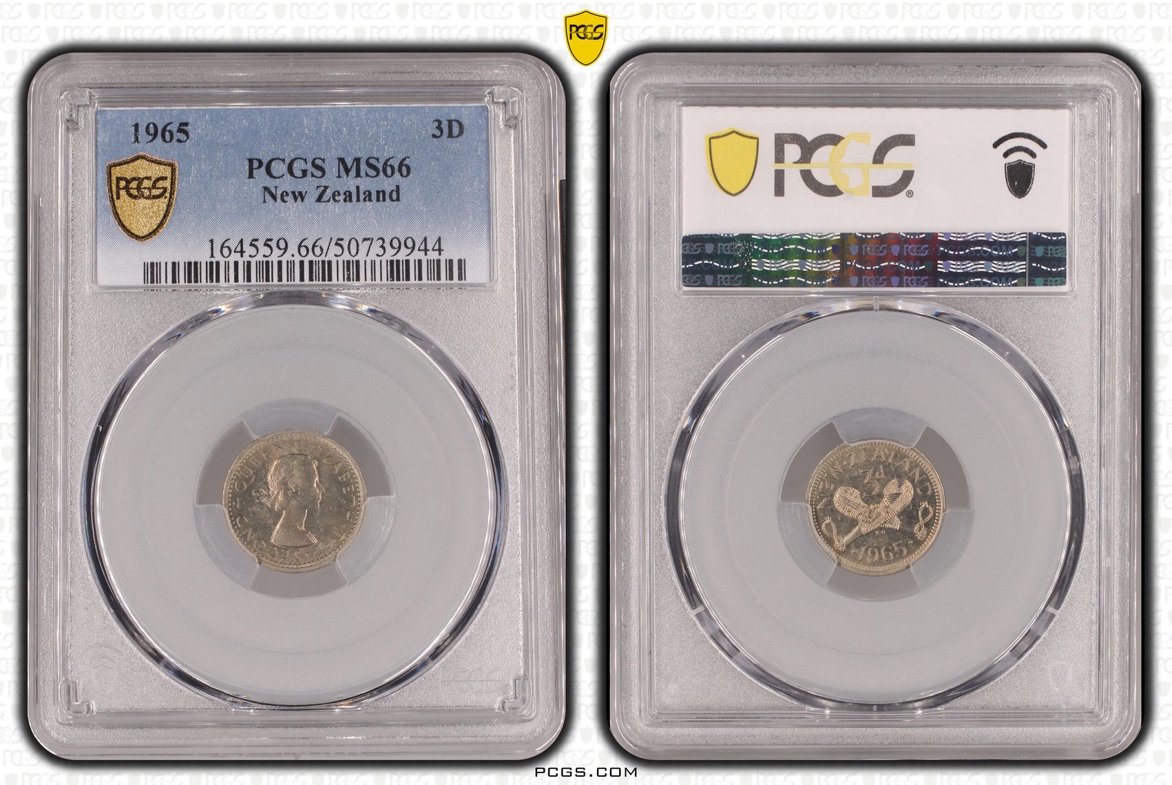 New Zealand, Elizabeth II, Threepence, 1965, PCGS MS66