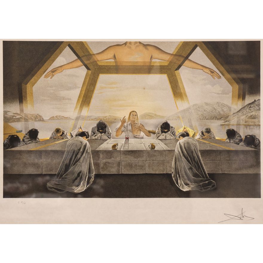 After Salvador Dali ''The Last Supper'' S/N Lithograph in Koa