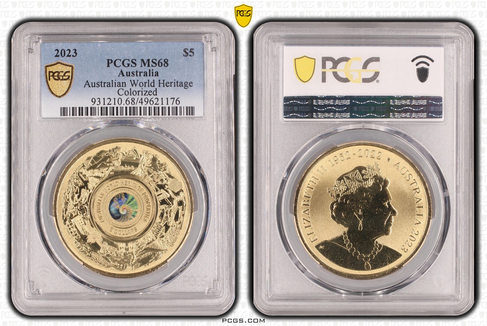 Australian World Heritage Colorized , Five Dollar, 2023, PCGS MS68