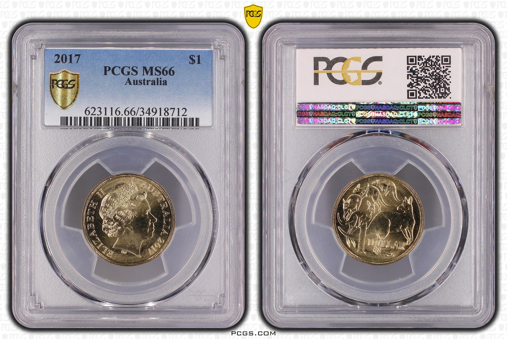 2017 Australia One Dollar, $1 PCGS - MS66 -712