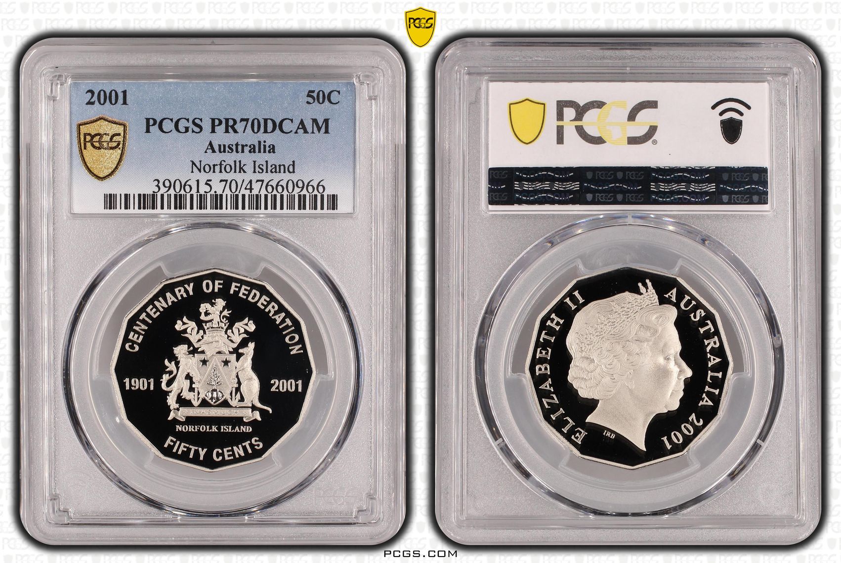 Elizabeth II, Norfolk Island, Fifty Cent, 2001, PCGS PR70DCAM