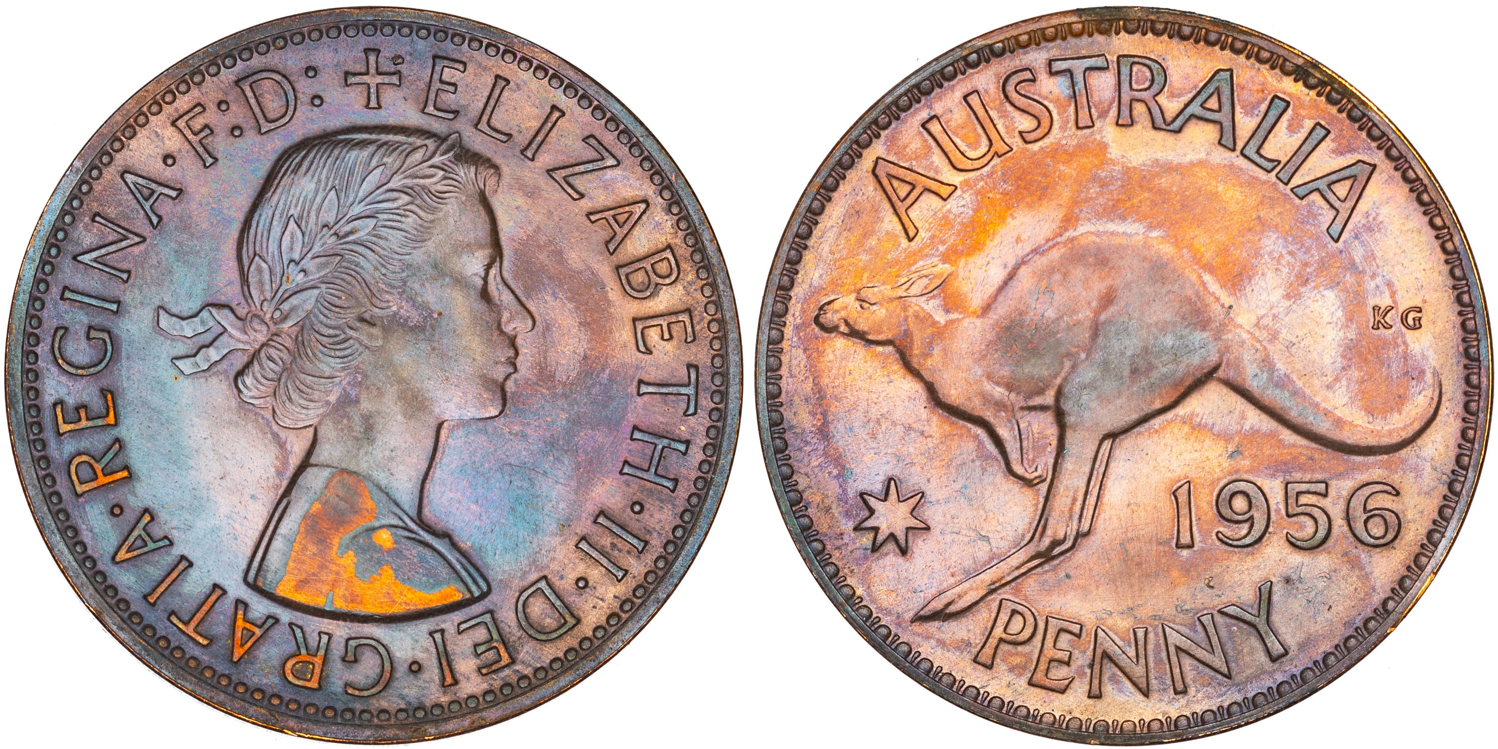 Elizabeth II, Penny, 1956, aFDC