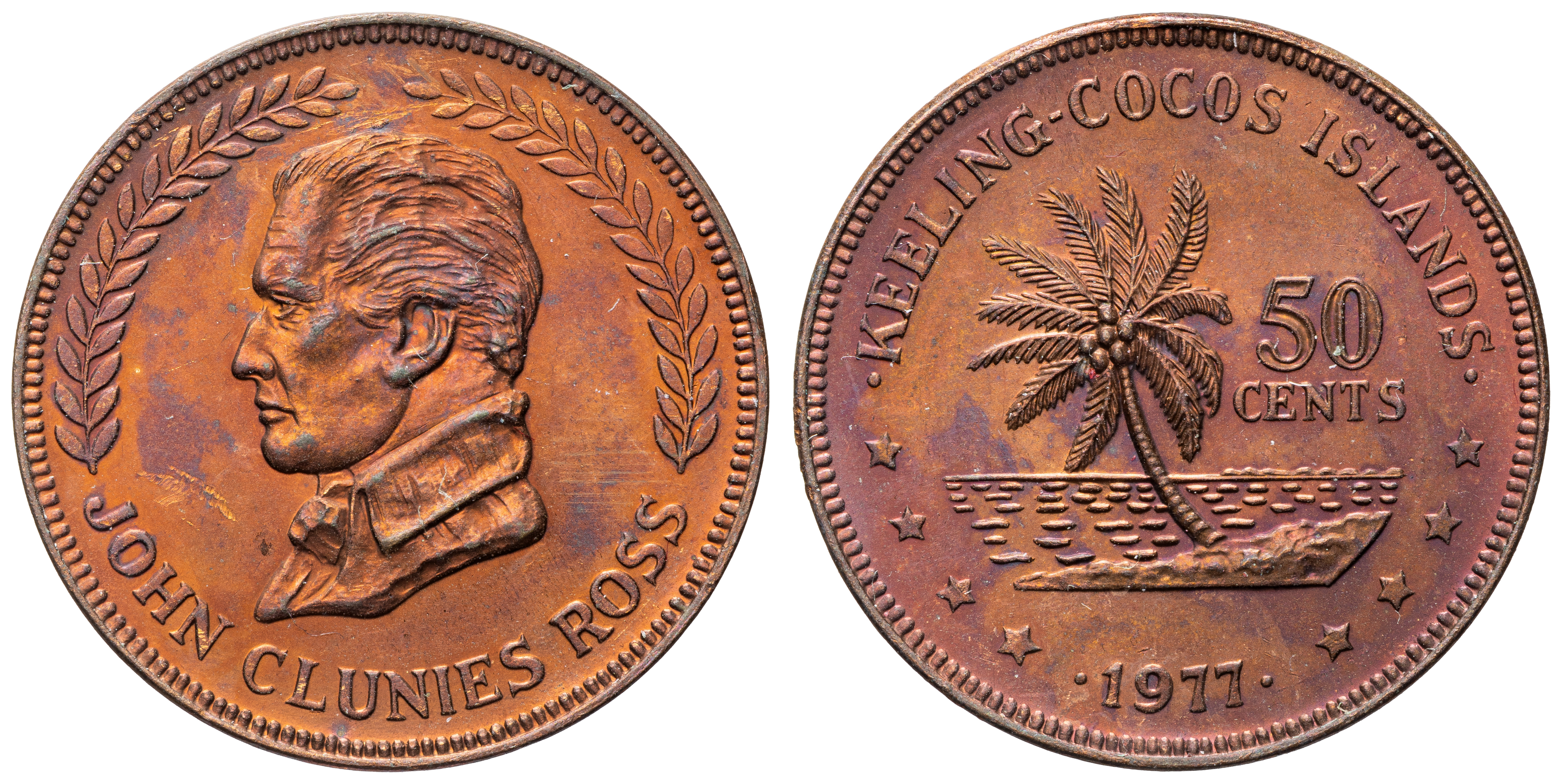 Keeling Cocos Islands, Fifty Cents, 1977, aFDC - FDC