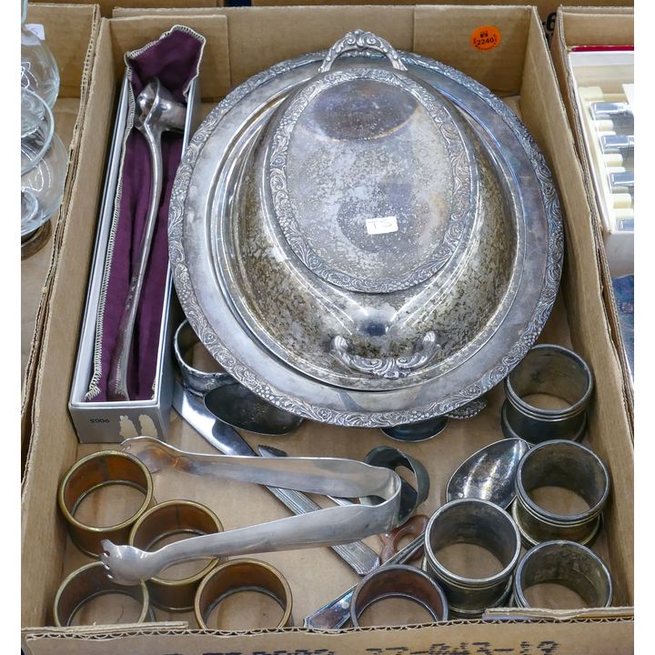 Box Silverplate Napkin Rings etc.