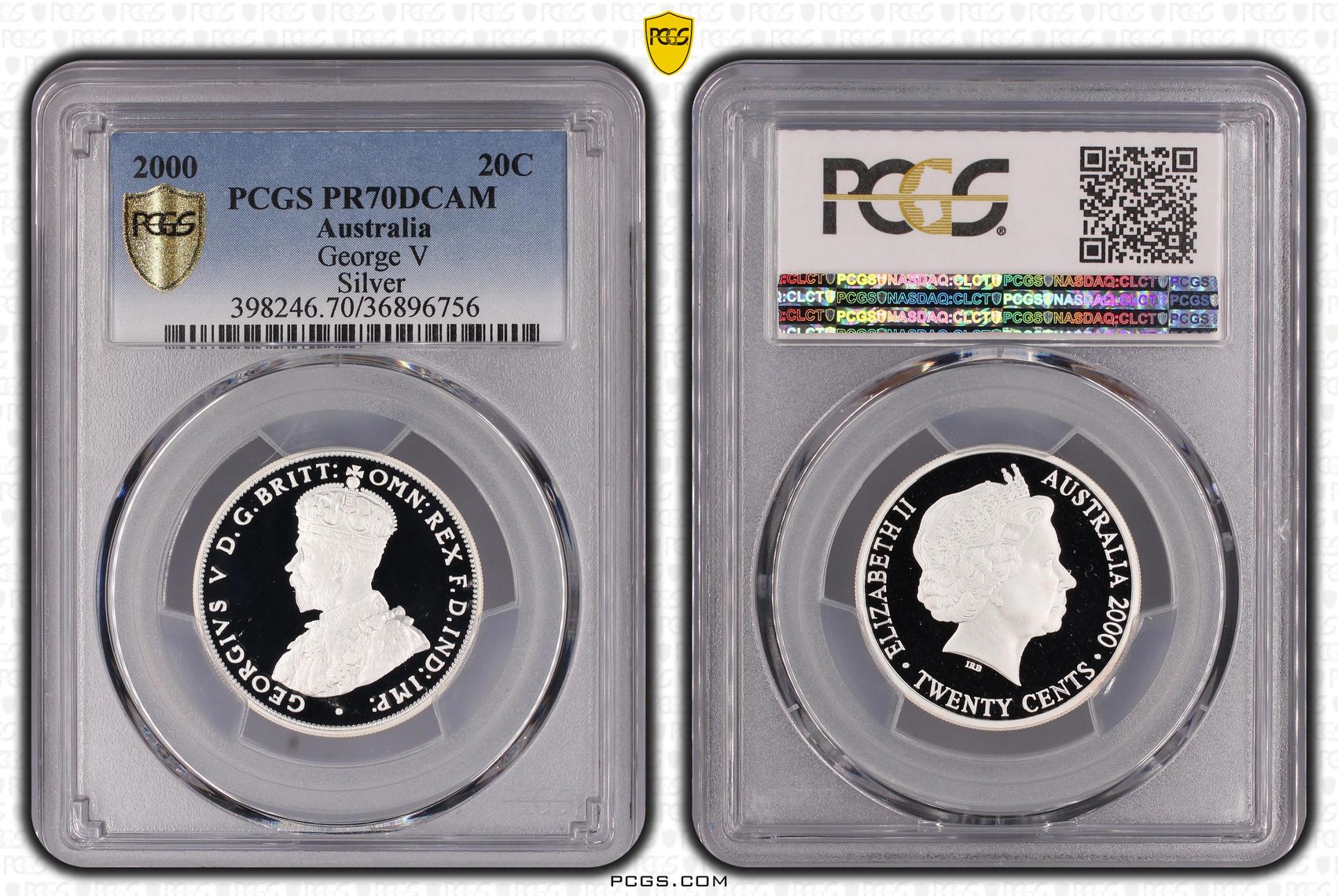 George V Silver, Twenty Cent, 2000, PCGS PR70DCAM