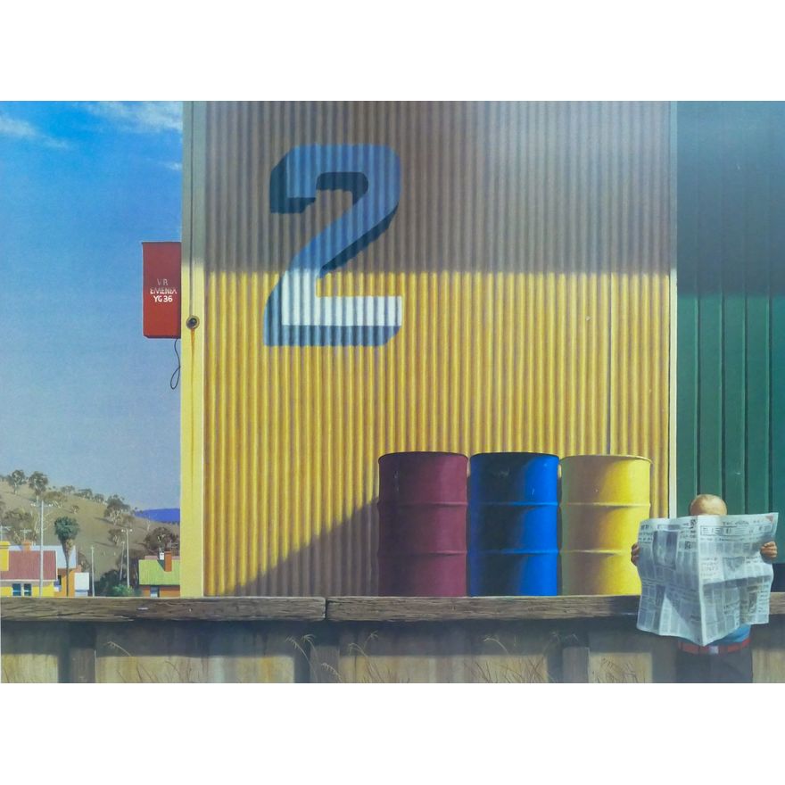 Jeffrey Smart ''Morning Yarragon Siding'' Art Print Framed 31''x38.5''