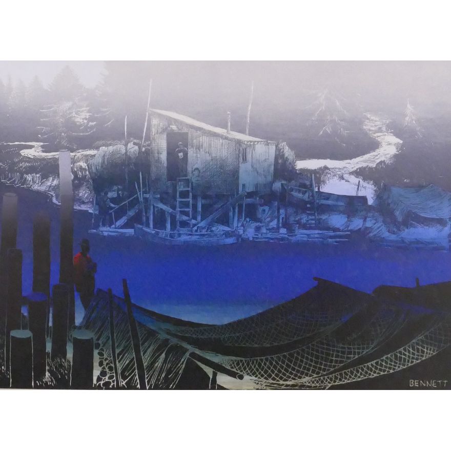 Elton Bennett (1910-1974, WA) 'Chenois Creek (Blue)' Plate Signed Serigraph Framed- 26x32''