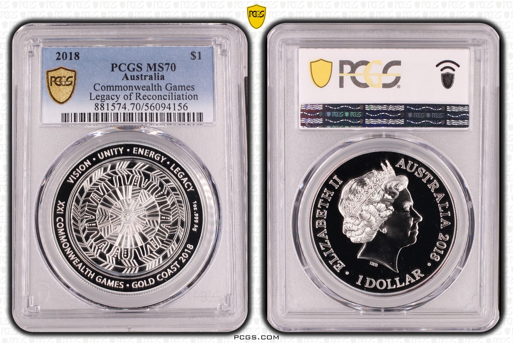 Commonwealth Games Legacy of Reconciliation, POP 2/0, One Dollar, 2018, PCGS MS70