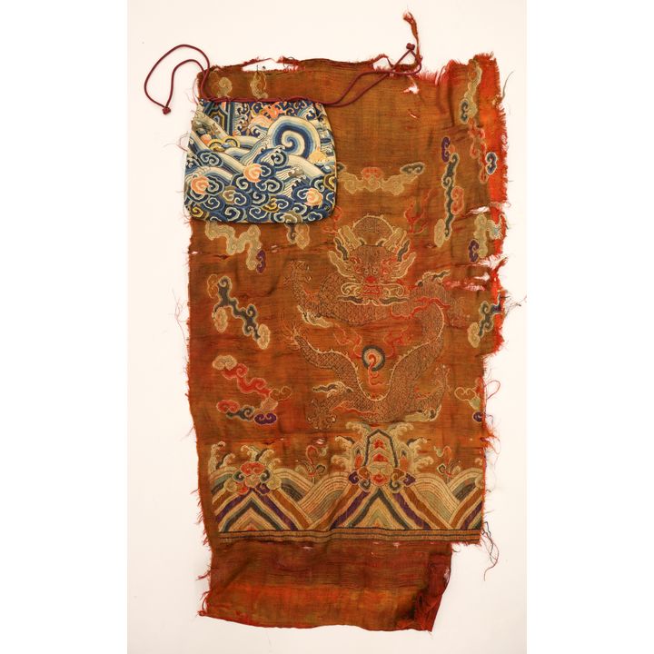 2pc Chinese Silk Court Robe Fragment & Pouch