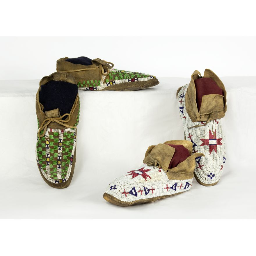 Unknown (19th/20th Century): Two Pairs of Moccasins (Arapaho & Cheyenne), c. 1890