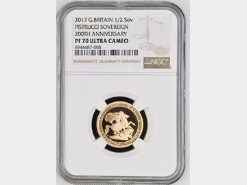 2017 ELIZABETH II PROOF GOLD HALF SOVEREIGN PF70 UCAM TOP POP!